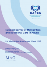 National survey of malnutrition and nutritional care in adults: UK Malnutrition Awareness Week 2019